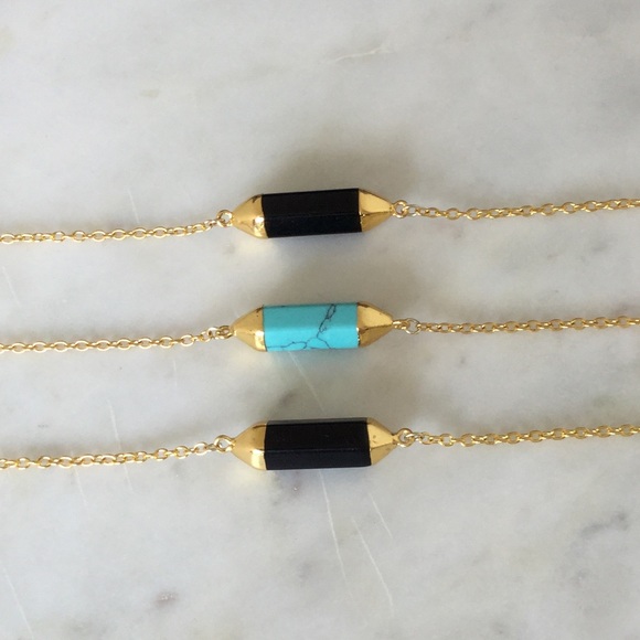 Turquoise and Black Obsidian Horizontal Dagger - Picture 3 of 5